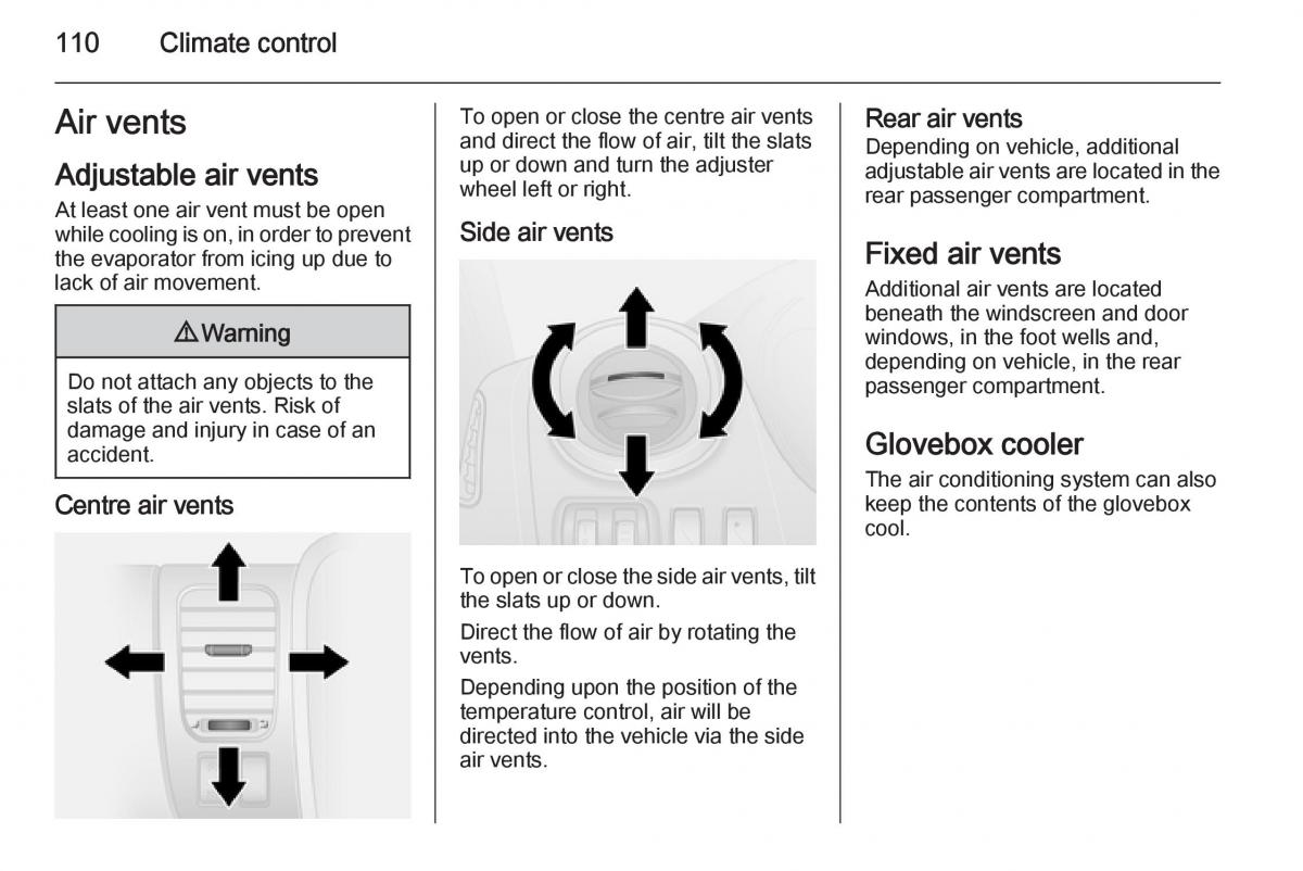 Opel Vivaro II 2 owners manual / page 112