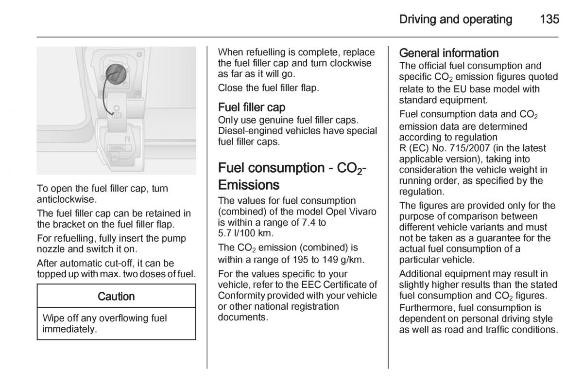 Opel Vivaro II 2 owners manual / page 137