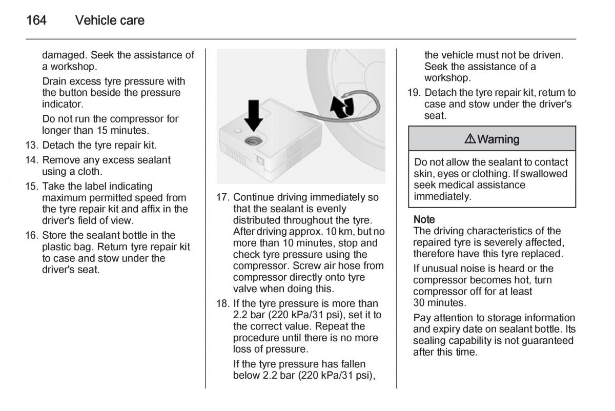 Opel Vivaro II 2 owners manual / page 166