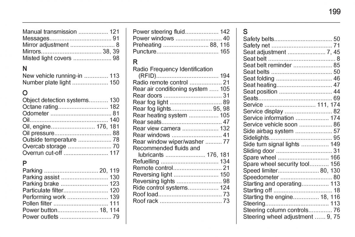 Opel Vivaro II 2 owners manual / page 201