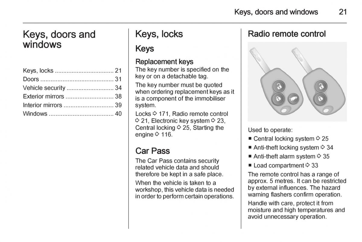 Opel Vivaro II 2 owners manual / page 23