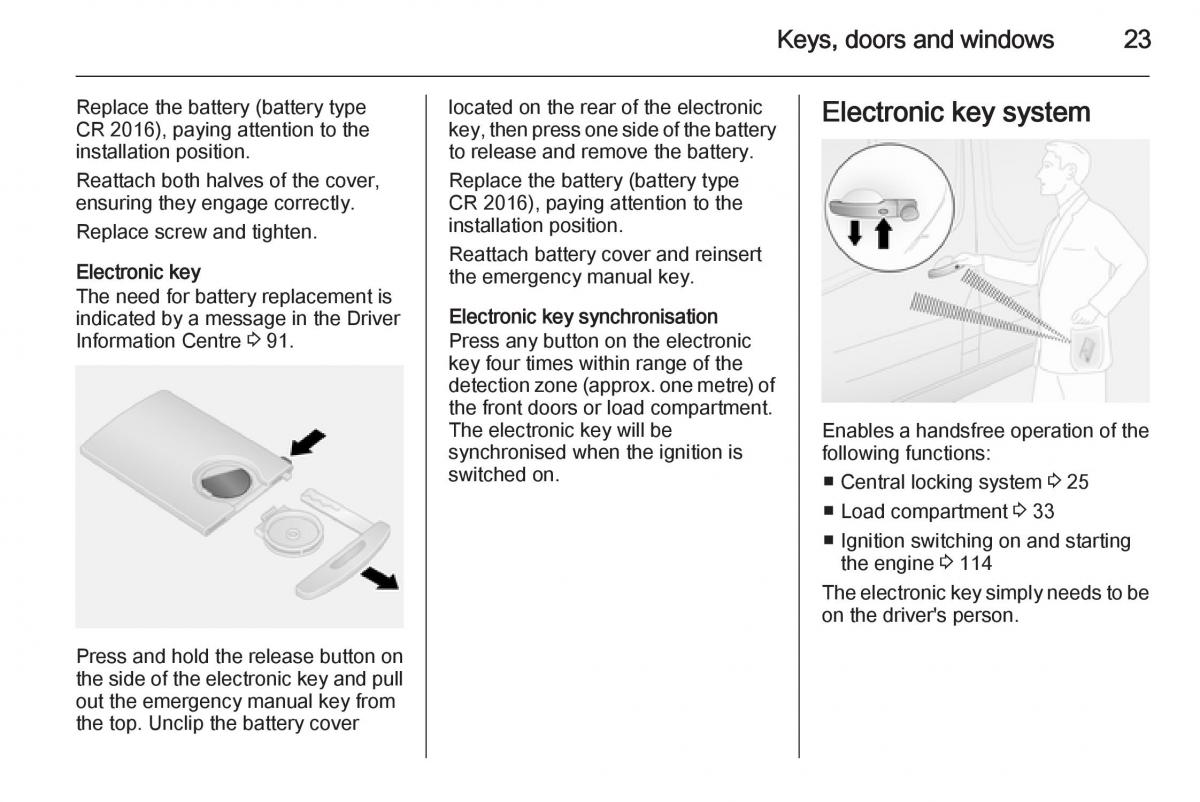 Opel Vivaro II 2 owners manual / page 25