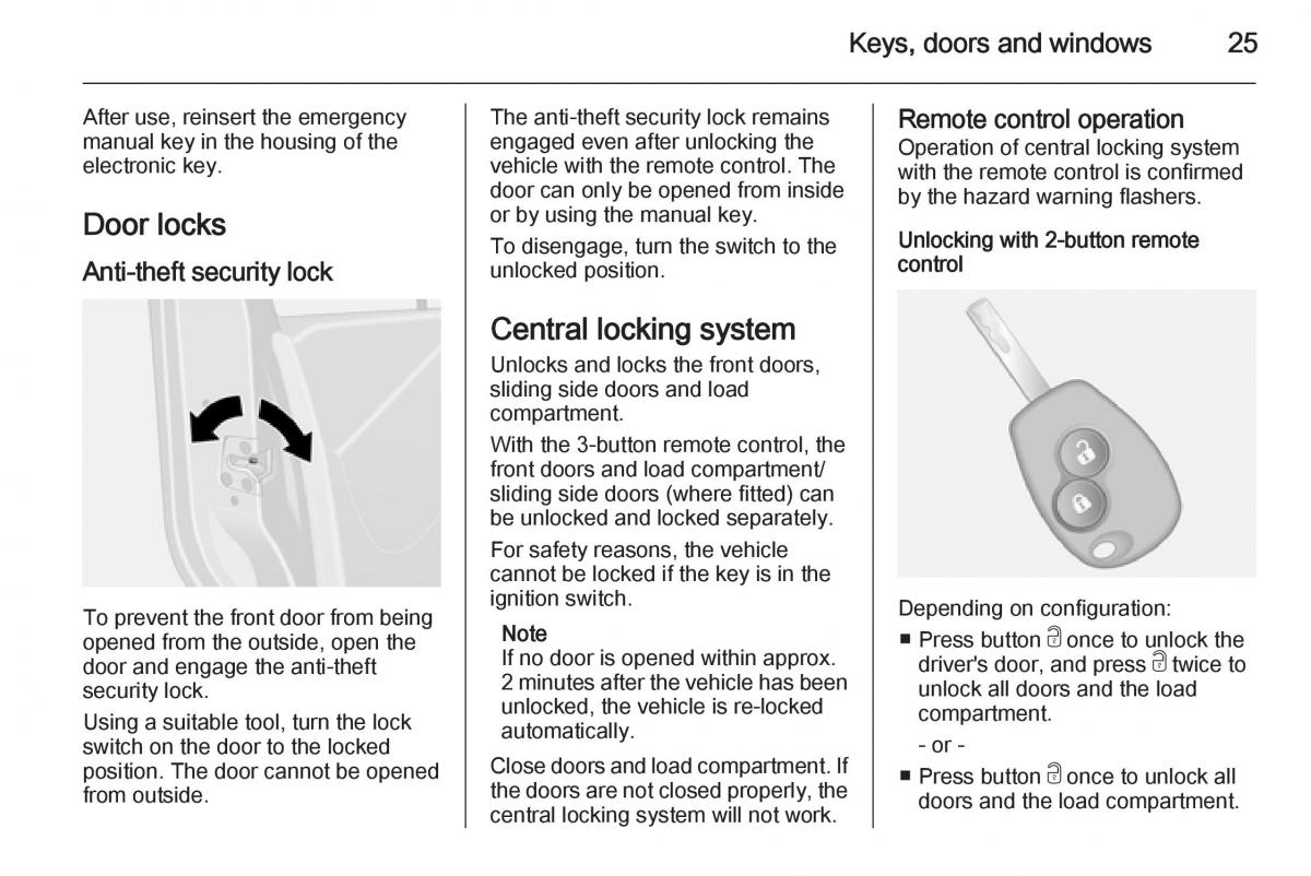 Opel Vivaro II 2 owners manual / page 27