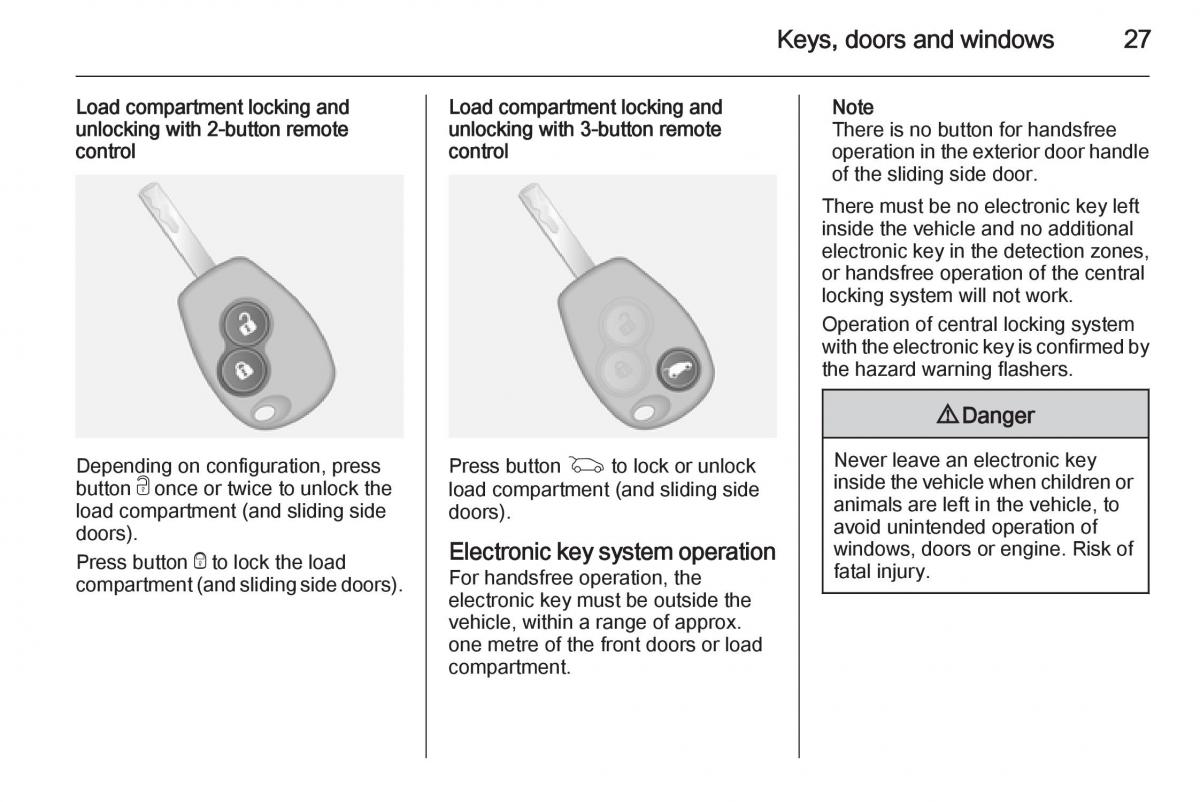 Opel Vivaro II 2 owners manual / page 29