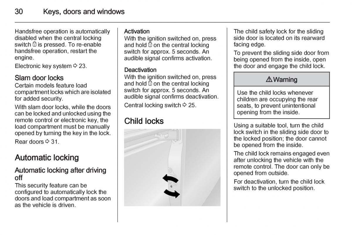 Opel Vivaro II 2 owners manual / page 32