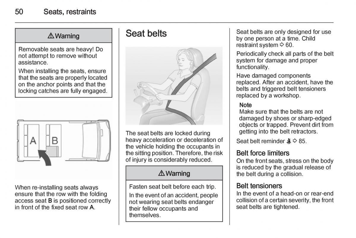 Opel Vivaro II 2 owners manual / page 52