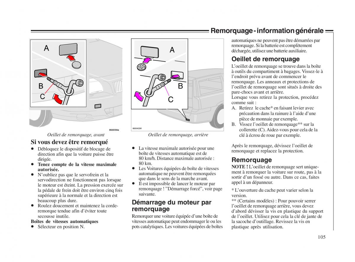 Volvo V70 II 2 manuel du proprietaire / page 106