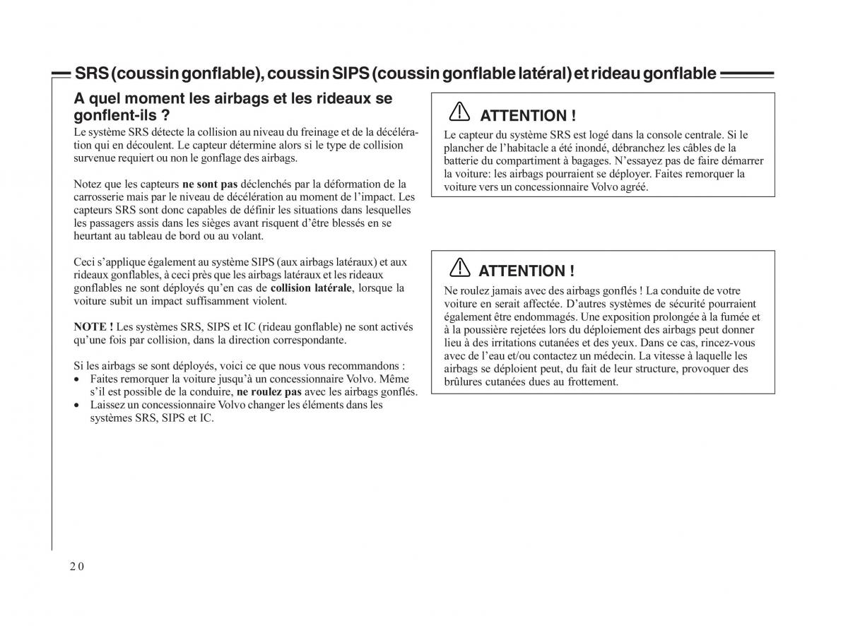 Volvo V70 II 2 manuel du proprietaire / page 21