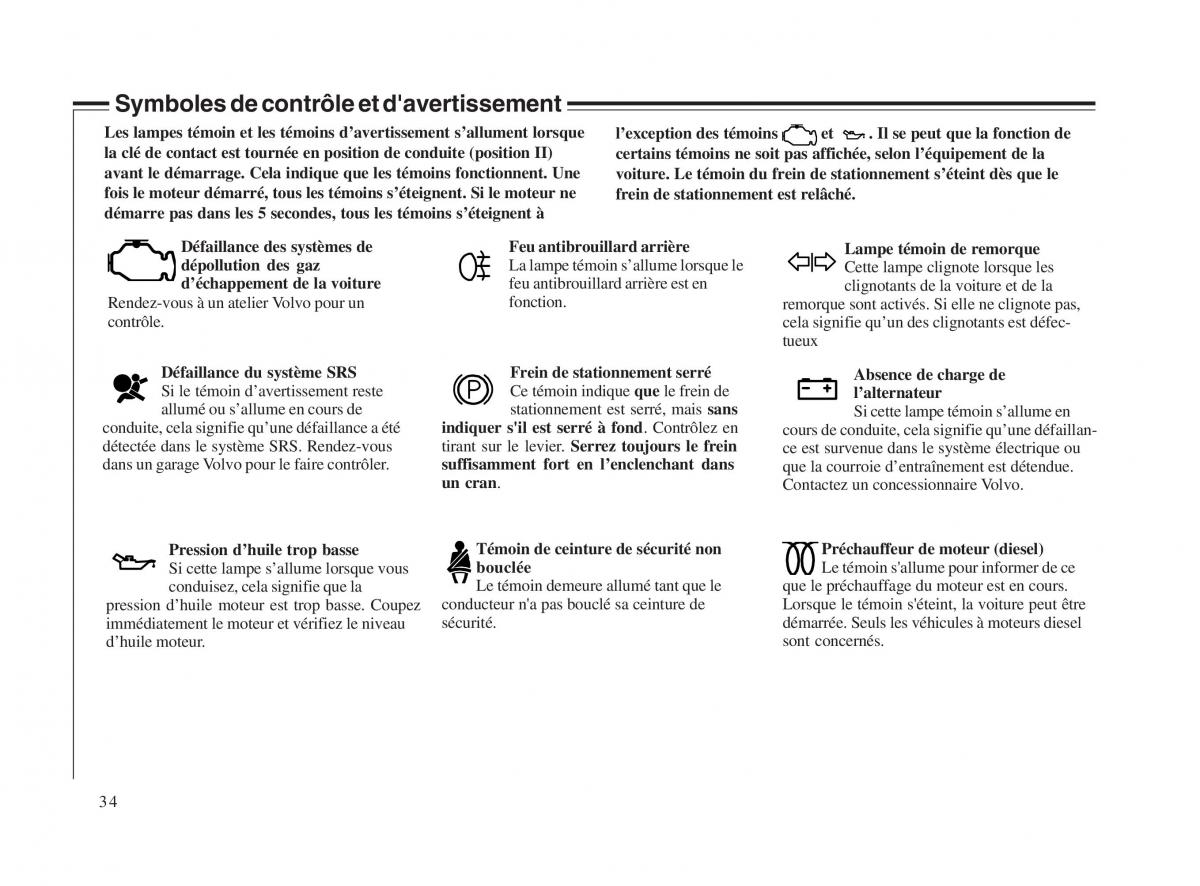 Volvo V70 II 2 manuel du proprietaire / page 35