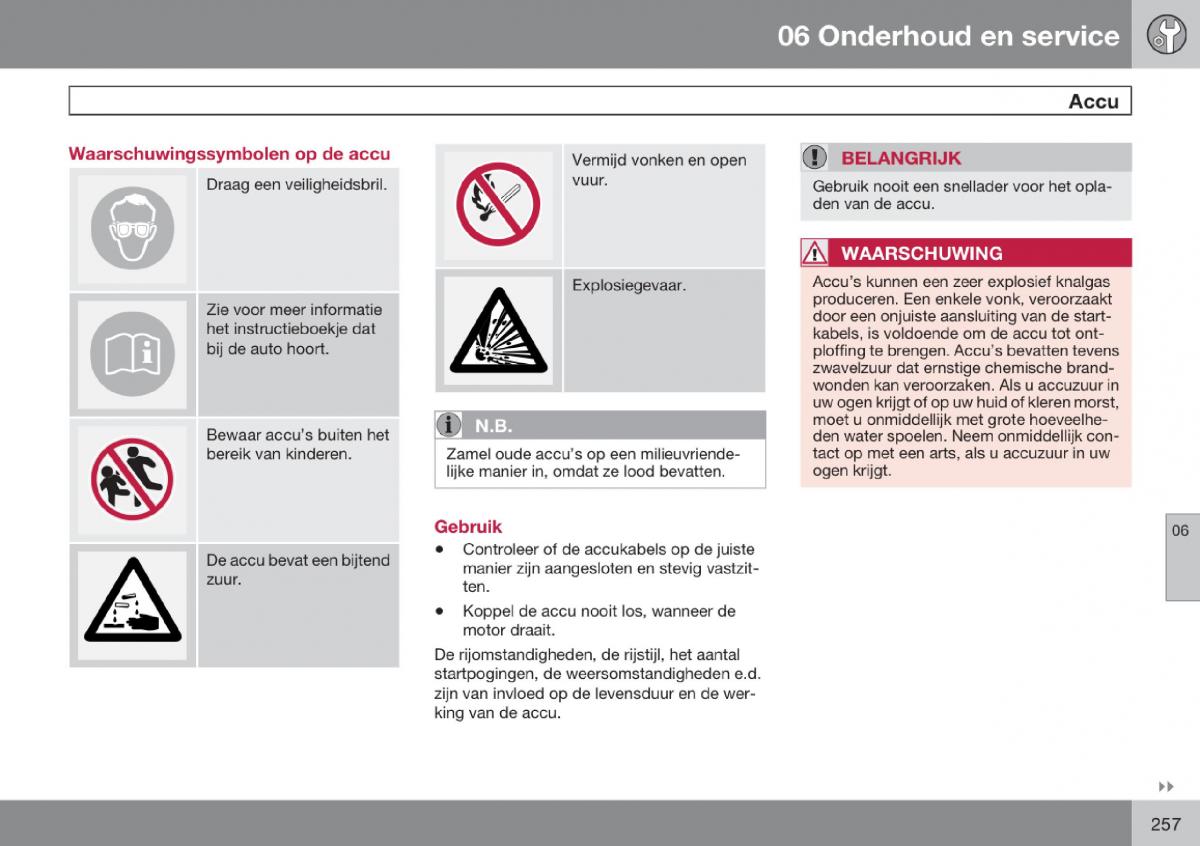 Volvo V70 III 3 handleiding / page 258