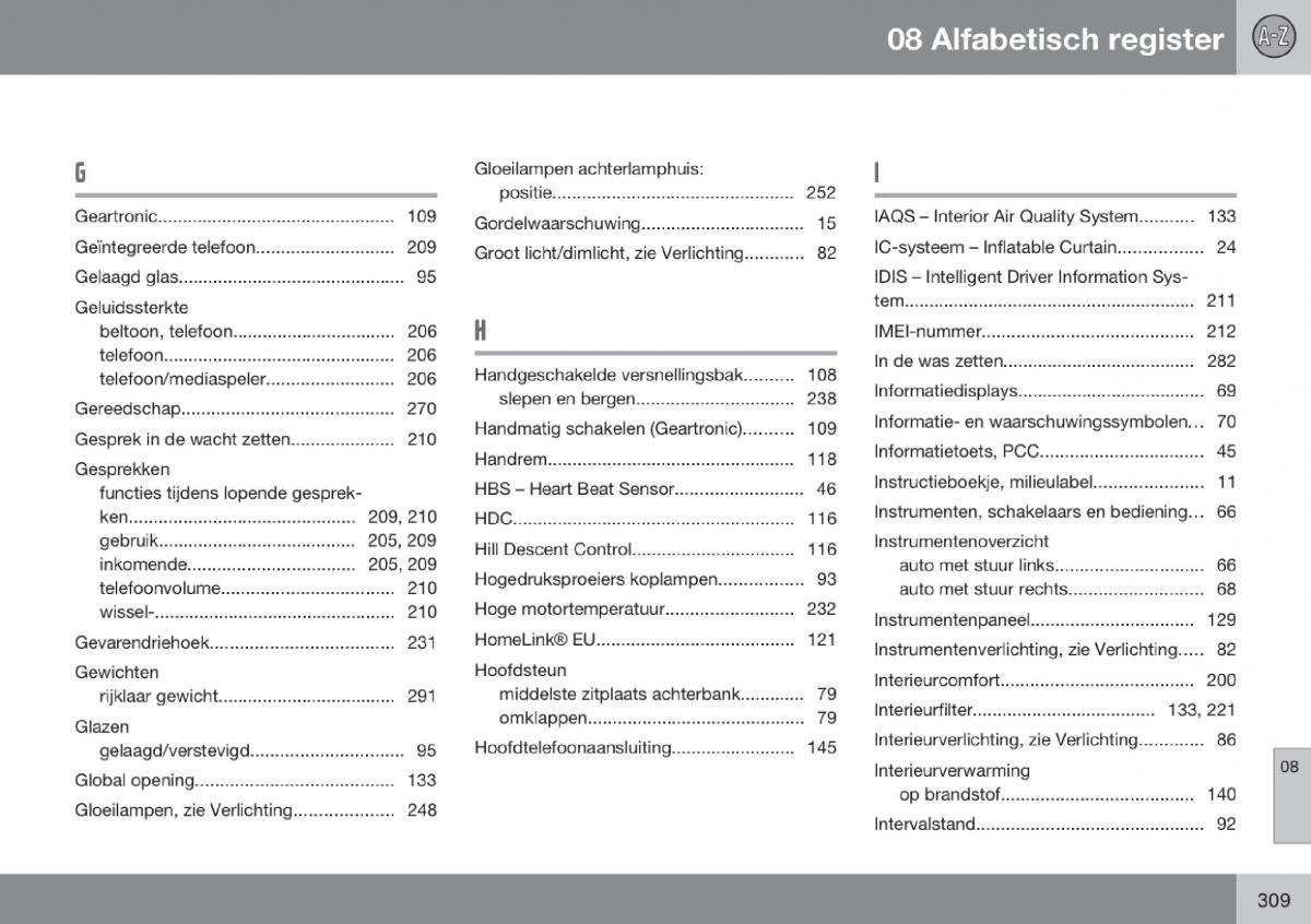 Volvo V70 III 3 handleiding / page 310