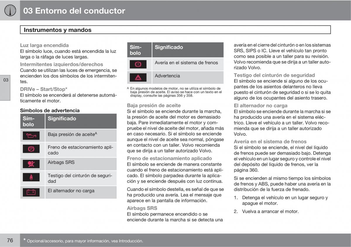 Volvo V70 III 3 manual del propietario / page 78