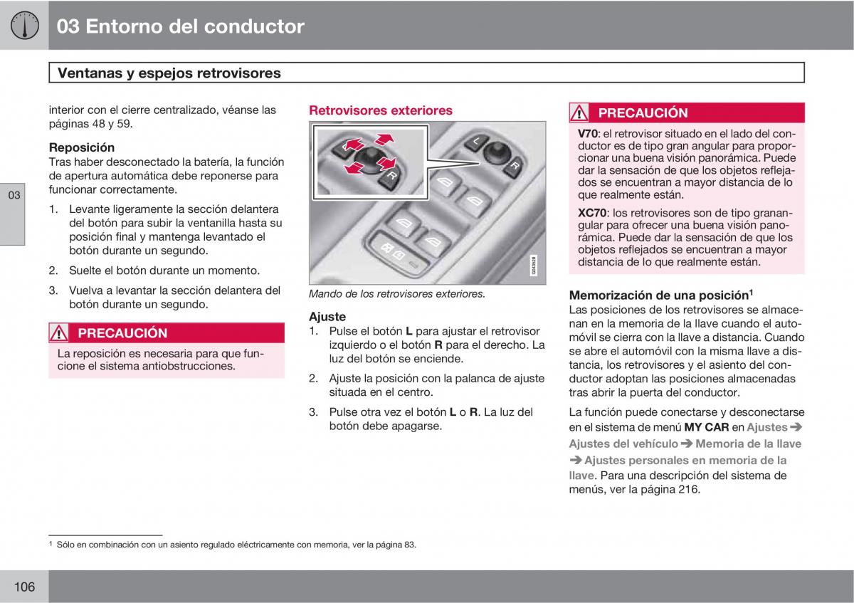 Volvo V70 III 3 manual del propietario / page 108