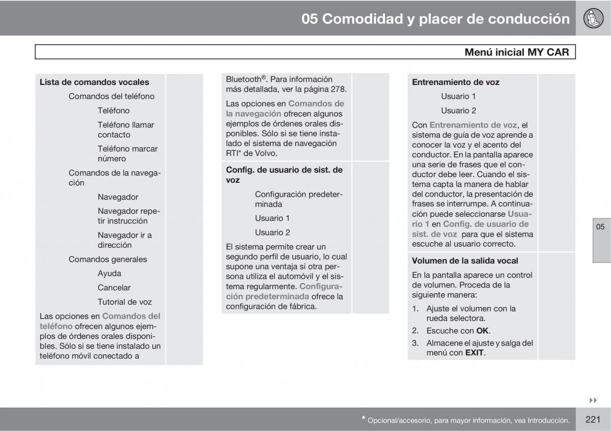 Volvo V70 III 3 manual del propietario / page 223