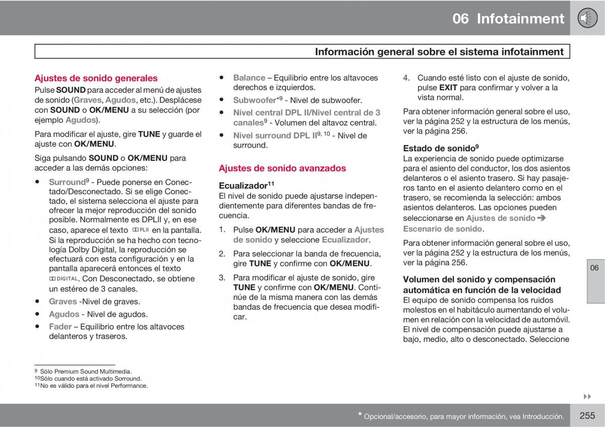 Volvo V70 III 3 manual del propietario / page 257