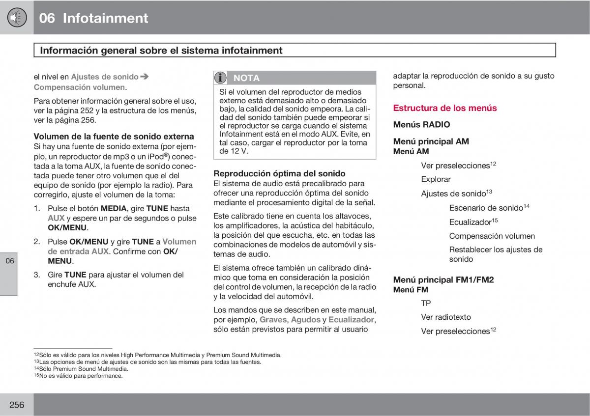 Volvo V70 III 3 manual del propietario / page 258