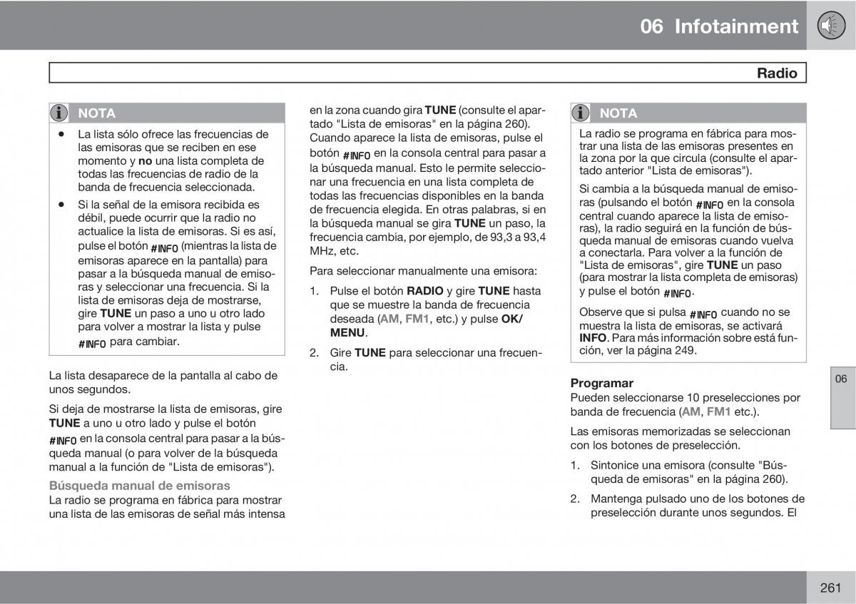 Volvo V70 III 3 manual del propietario / page 263