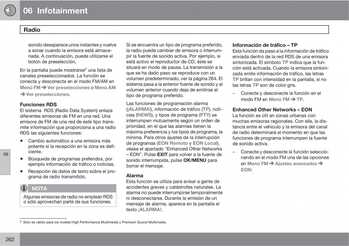 Volvo V70 III 3 manual del propietario / page 264