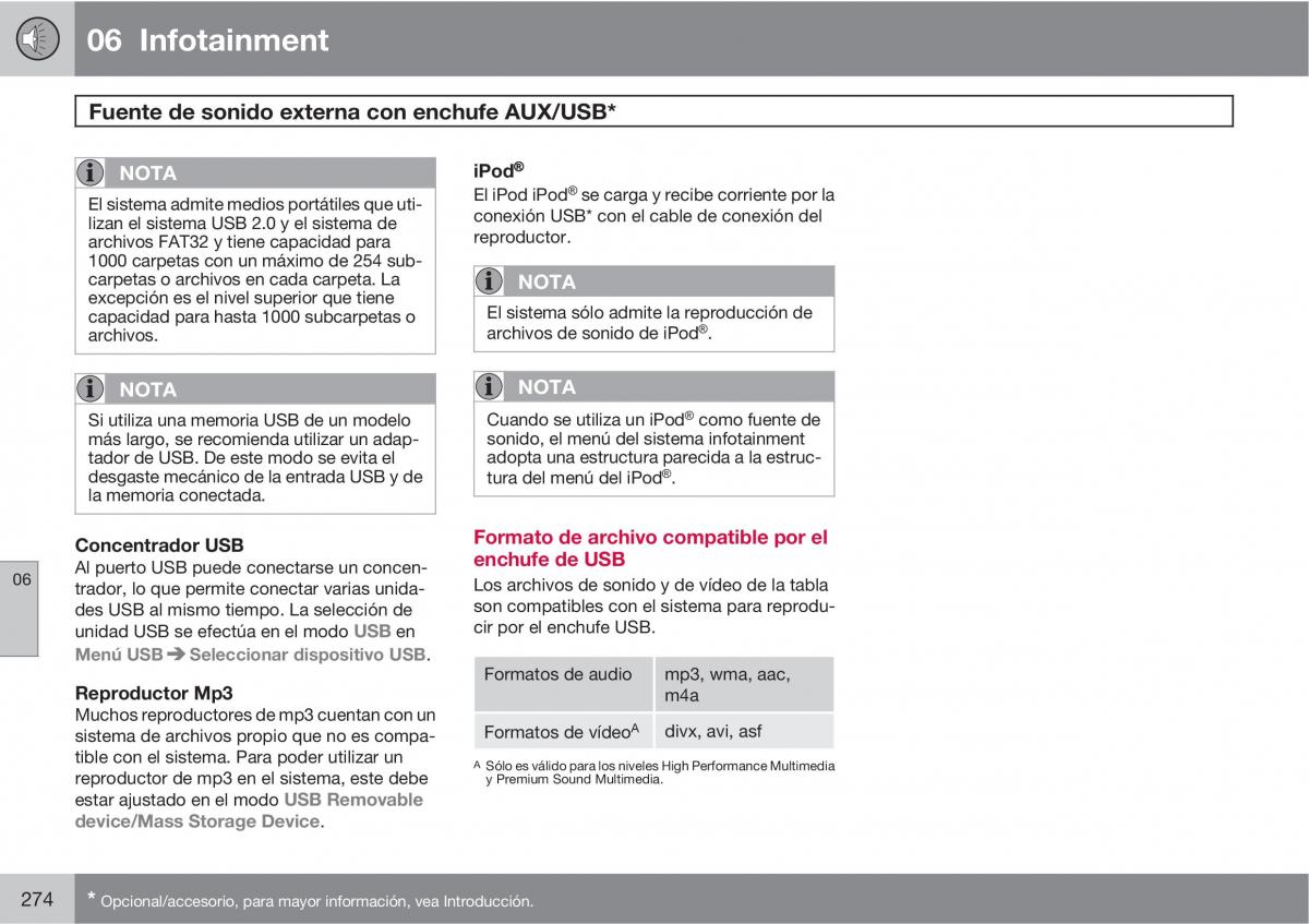 Volvo V70 III 3 manual del propietario / page 276