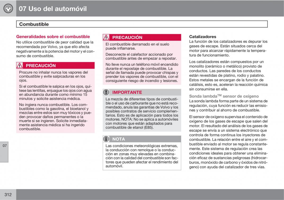 Volvo V70 III 3 manual del propietario / page 314