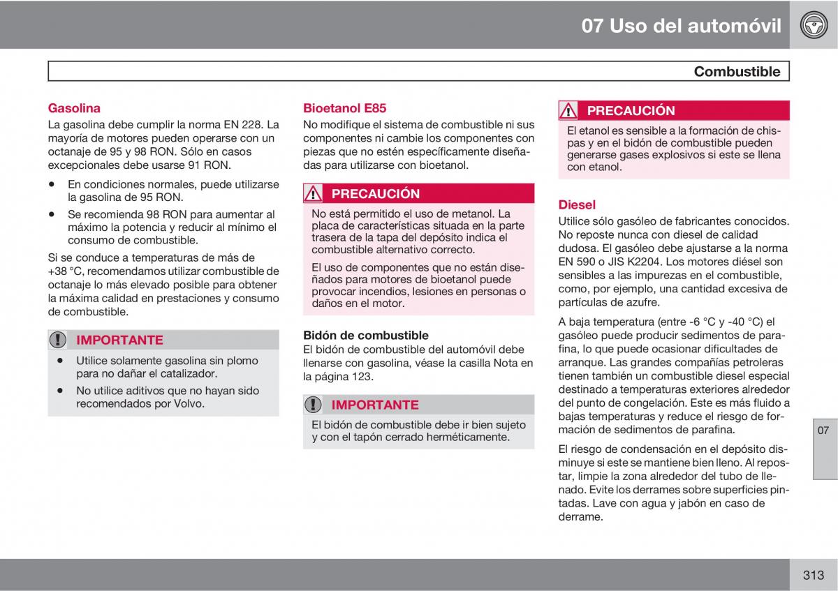 Volvo V70 III 3 manual del propietario / page 315