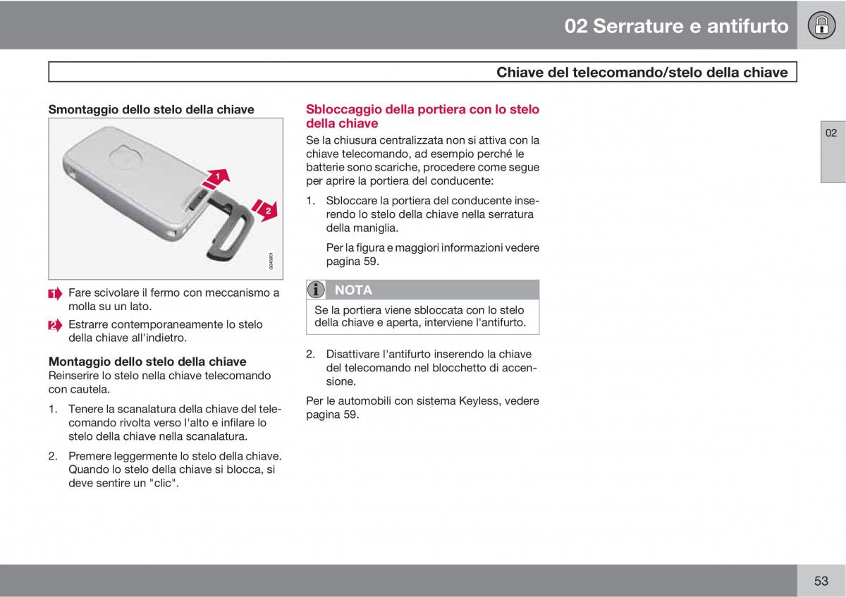 Volvo V70 III 3 manuale del proprietario / page 55