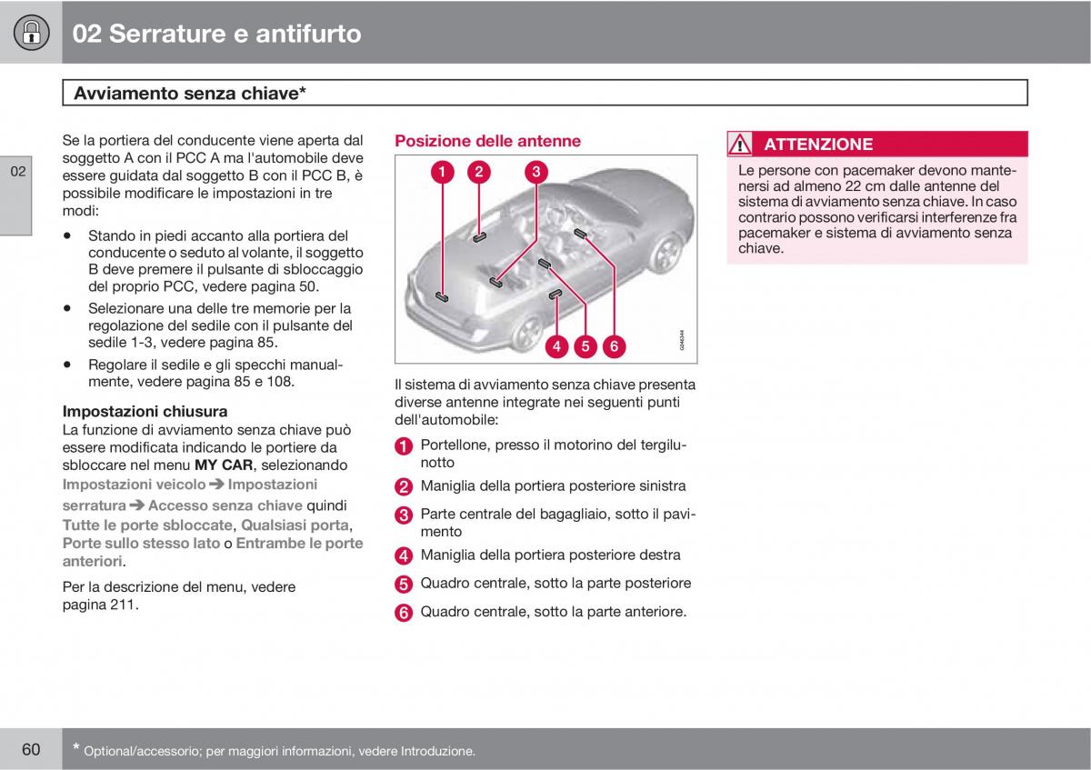 Volvo V70 III 3 manuale del proprietario / page 62