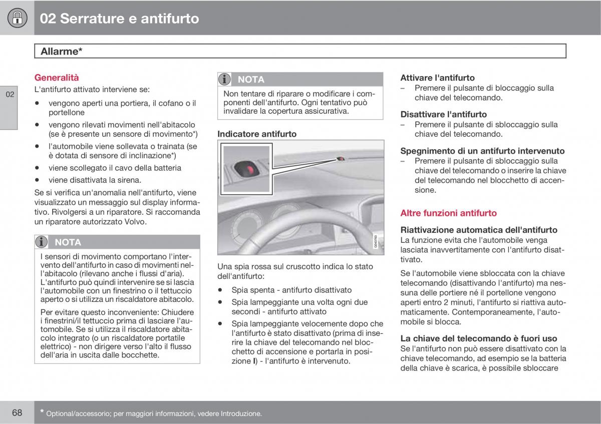 Volvo V70 III 3 manuale del proprietario / page 70