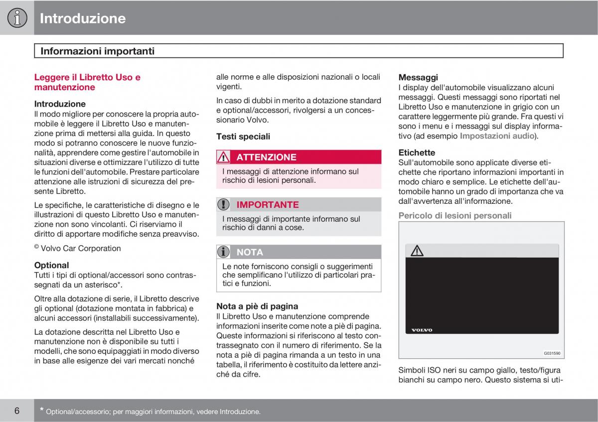 Volvo V70 III 3 manuale del proprietario / page 8