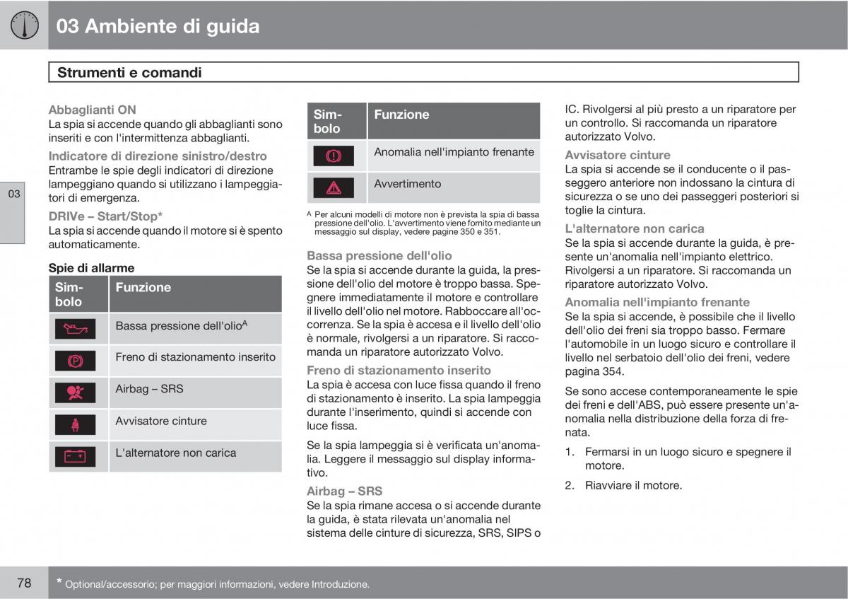 Volvo V70 III 3 manuale del proprietario / page 80