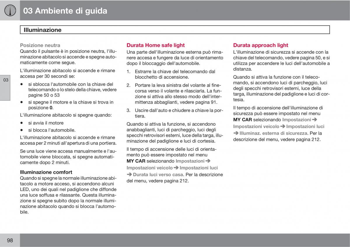 Volvo V70 III 3 manuale del proprietario / page 100