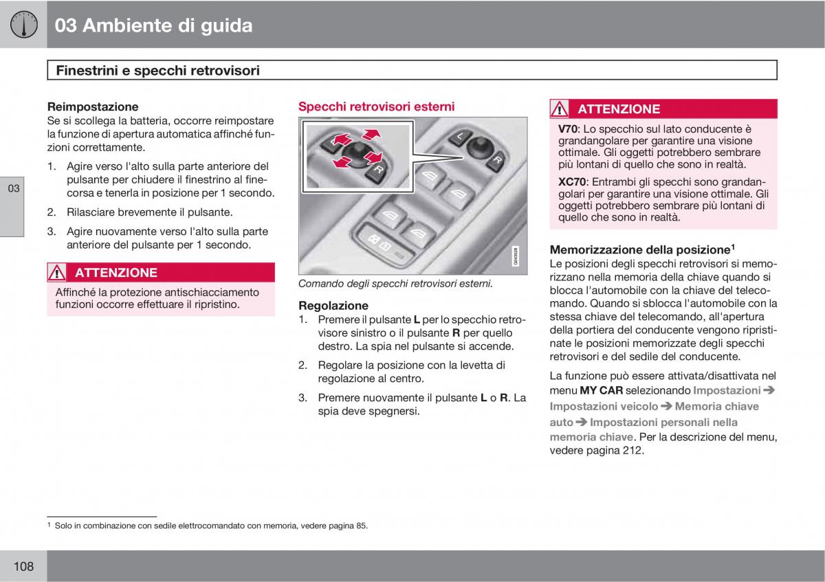 Volvo V70 III 3 manuale del proprietario / page 110