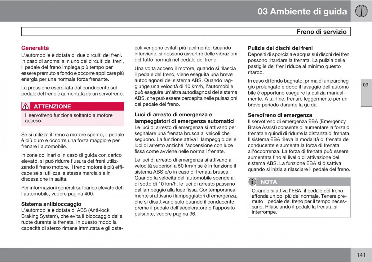 Volvo V70 III 3 manuale del proprietario / page 143