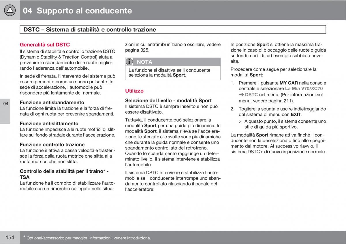 Volvo V70 III 3 manuale del proprietario / page 156