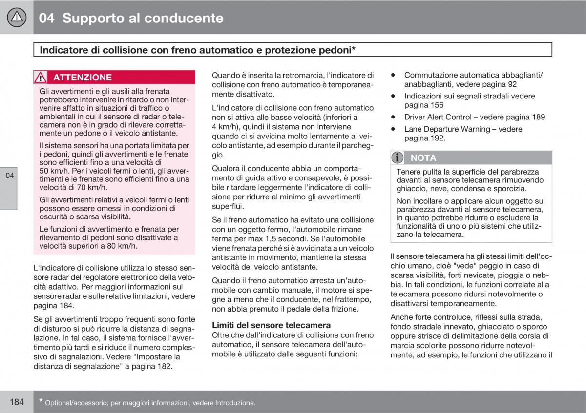 Volvo V70 III 3 manuale del proprietario / page 186