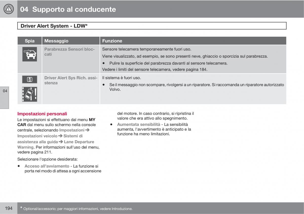 Volvo V70 III 3 manuale del proprietario / page 196