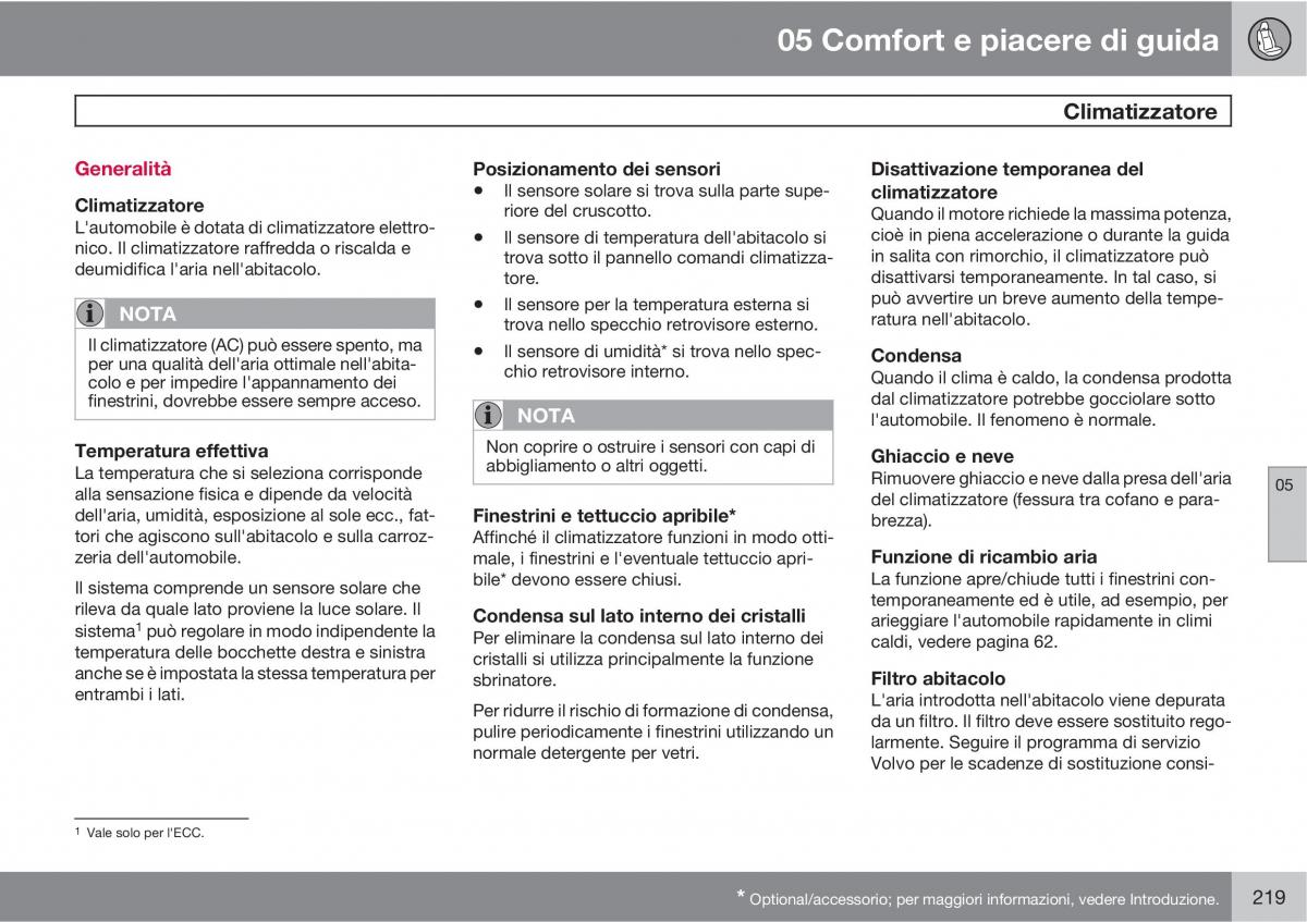 Volvo V70 III 3 manuale del proprietario / page 221