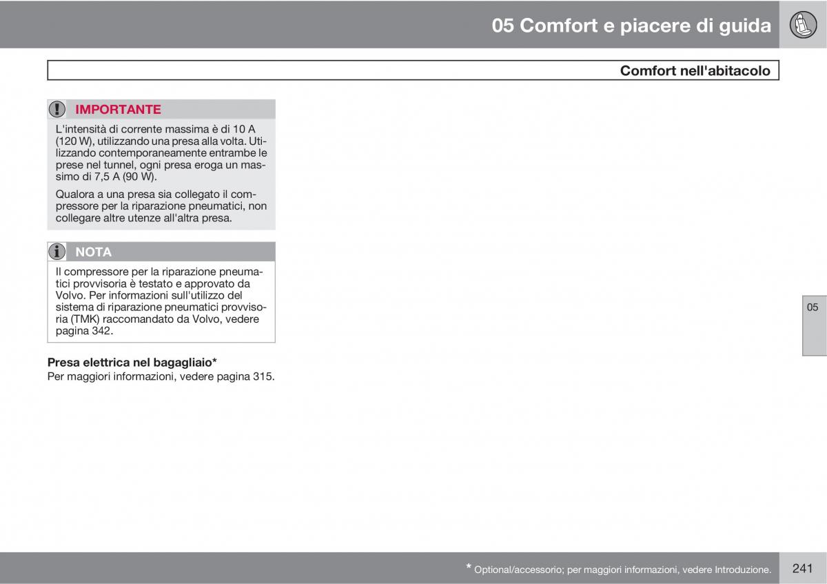 Volvo V70 III 3 manuale del proprietario / page 243