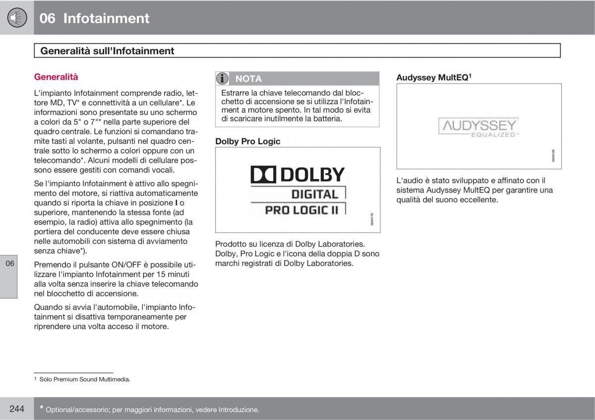 Volvo V70 III 3 manuale del proprietario / page 246