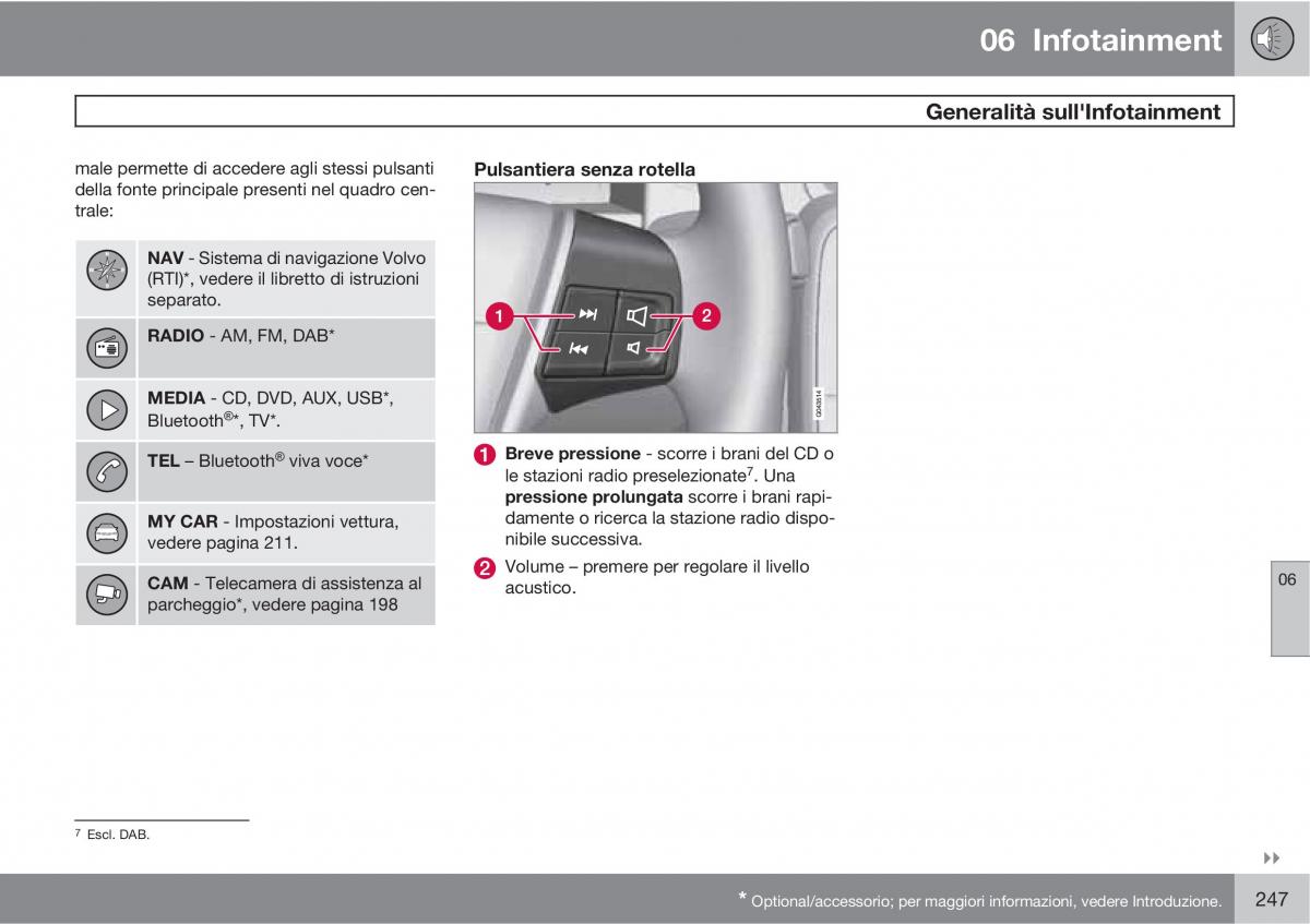 Volvo V70 III 3 manuale del proprietario / page 249