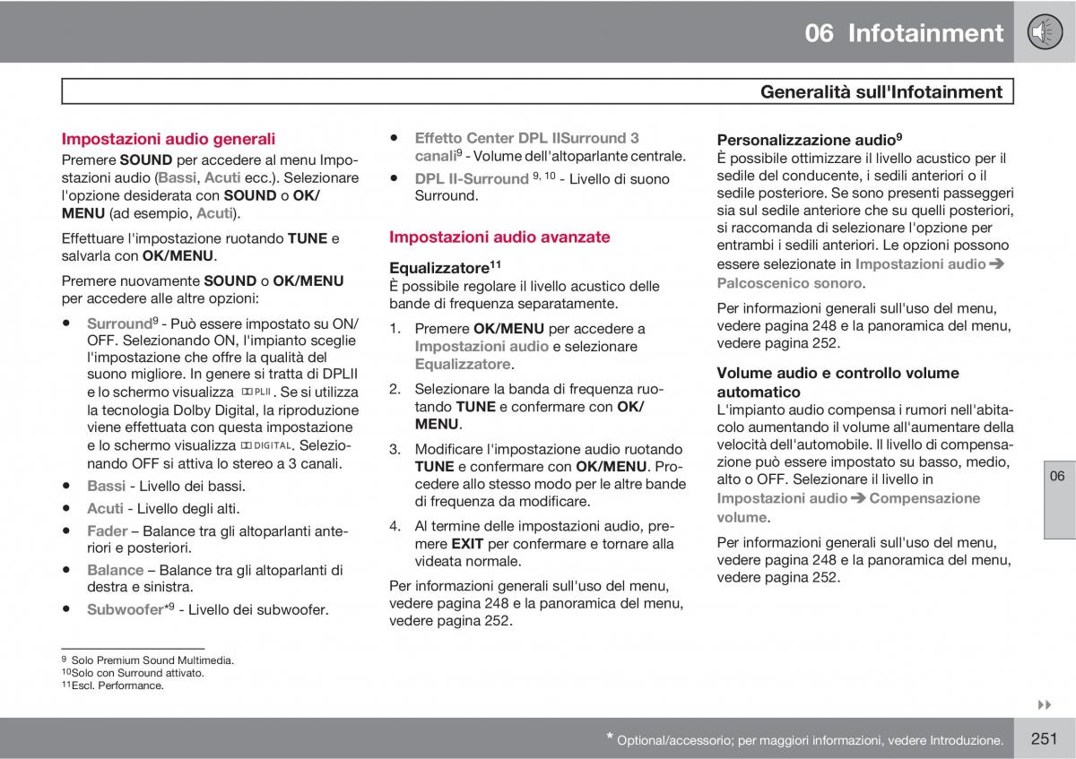 Volvo V70 III 3 manuale del proprietario / page 253