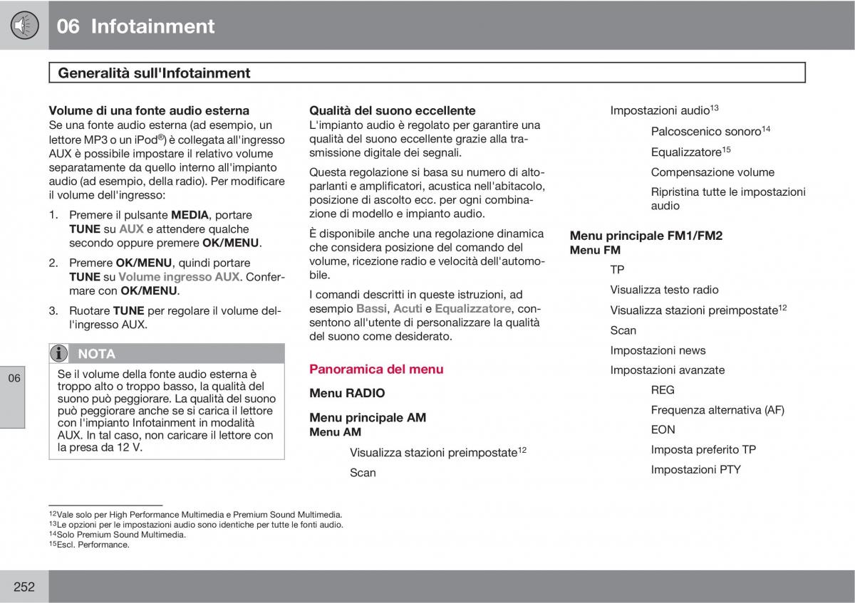 Volvo V70 III 3 manuale del proprietario / page 254