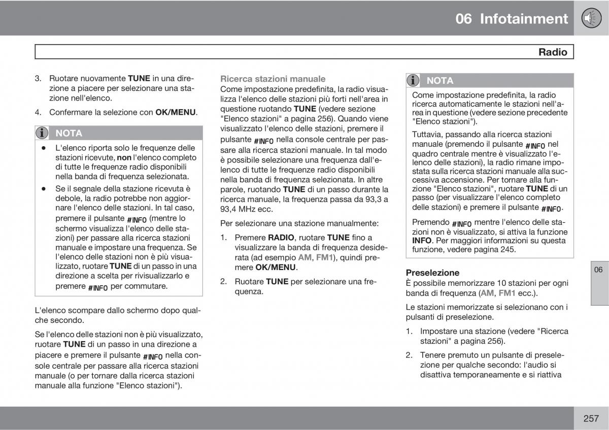 Volvo V70 III 3 manuale del proprietario / page 259