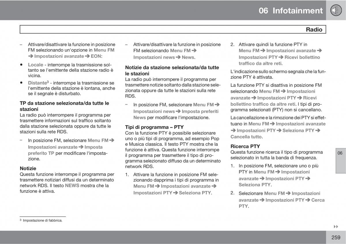 Volvo V70 III 3 manuale del proprietario / page 261