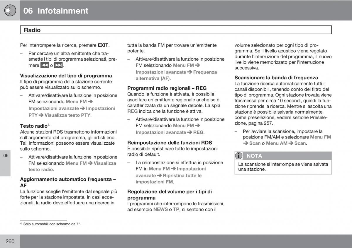 Volvo V70 III 3 manuale del proprietario / page 262