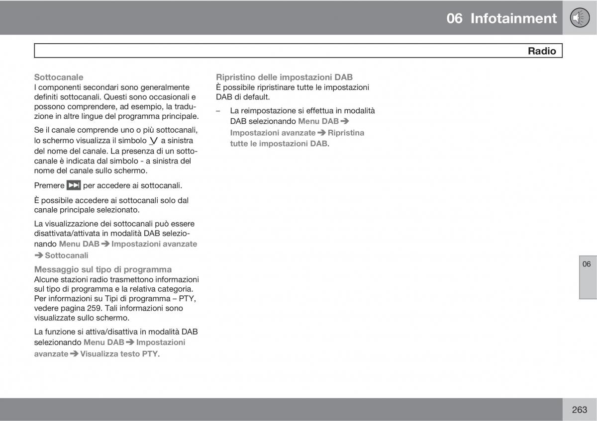 Volvo V70 III 3 manuale del proprietario / page 265