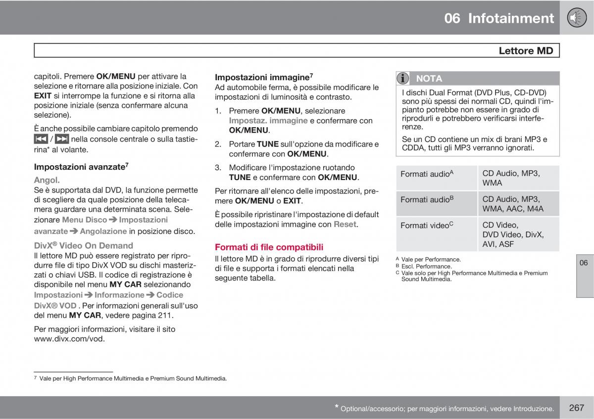 Volvo V70 III 3 manuale del proprietario / page 269