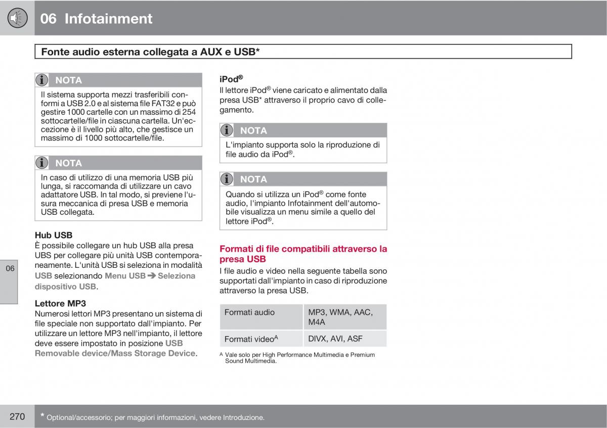 Volvo V70 III 3 manuale del proprietario / page 272