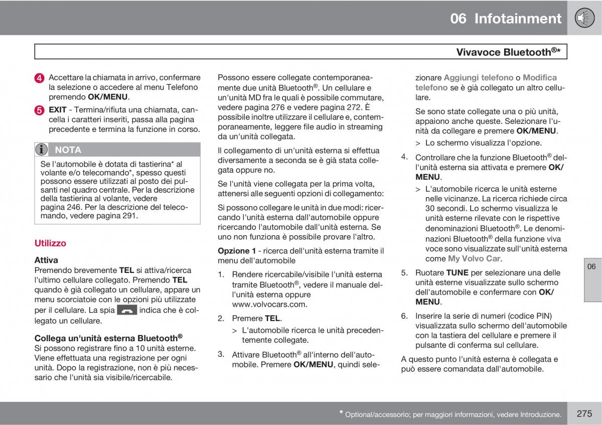 Volvo V70 III 3 manuale del proprietario / page 277