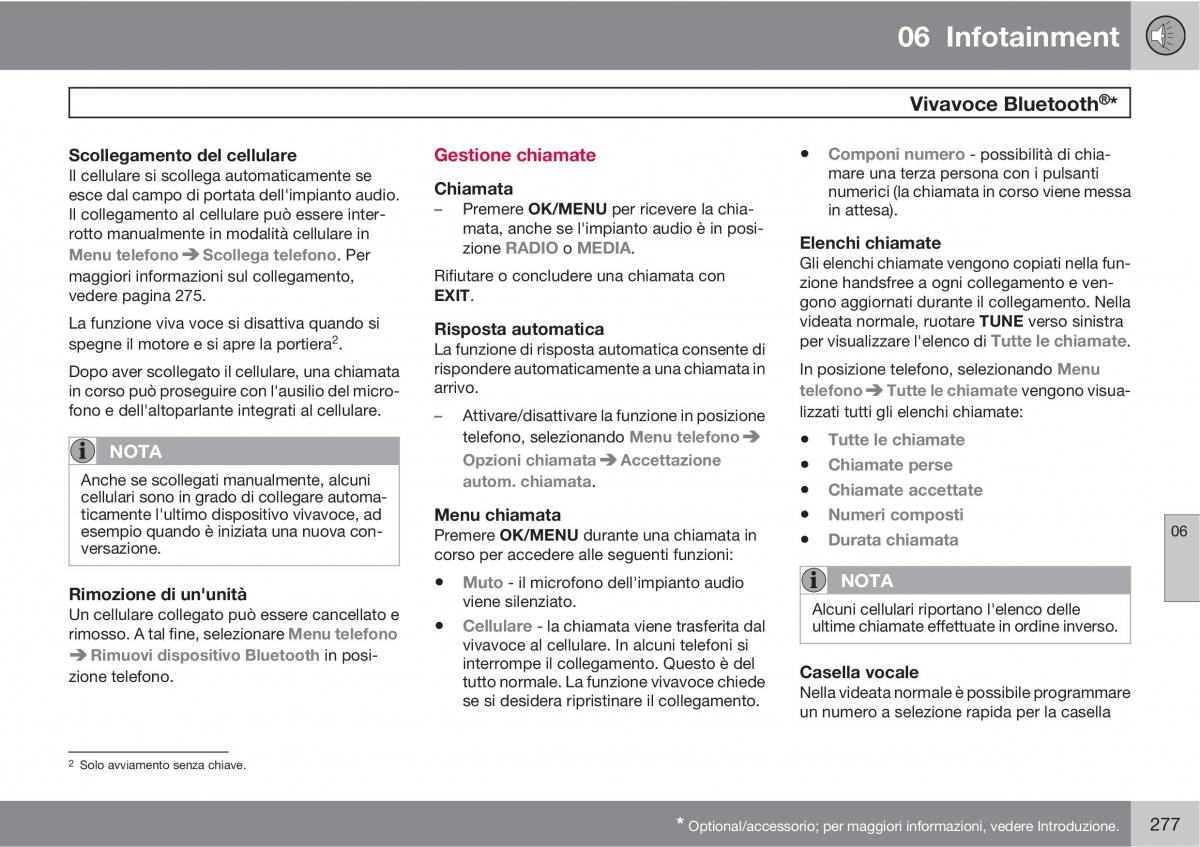 Volvo V70 III 3 manuale del proprietario / page 279